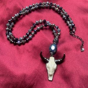 Statement bull skull necklace
